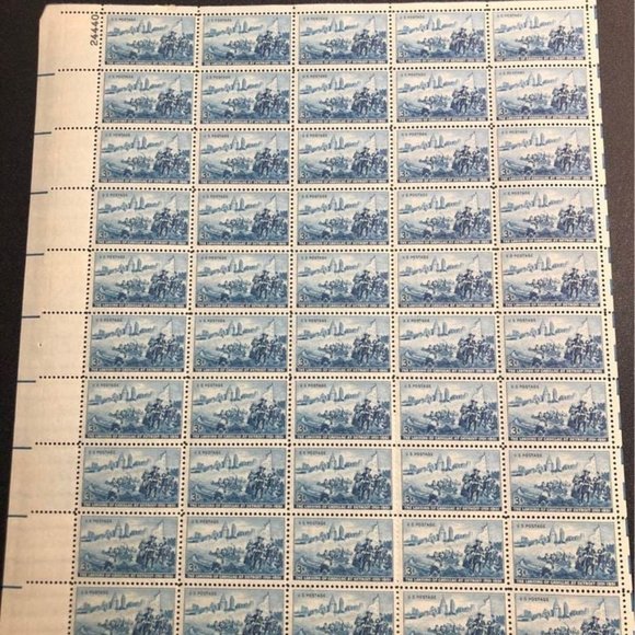 1951 Landing at Cadillac, Michigan, Postage Stamp Sheet, Vintage Unused USA #100 - Picture 2 of 4